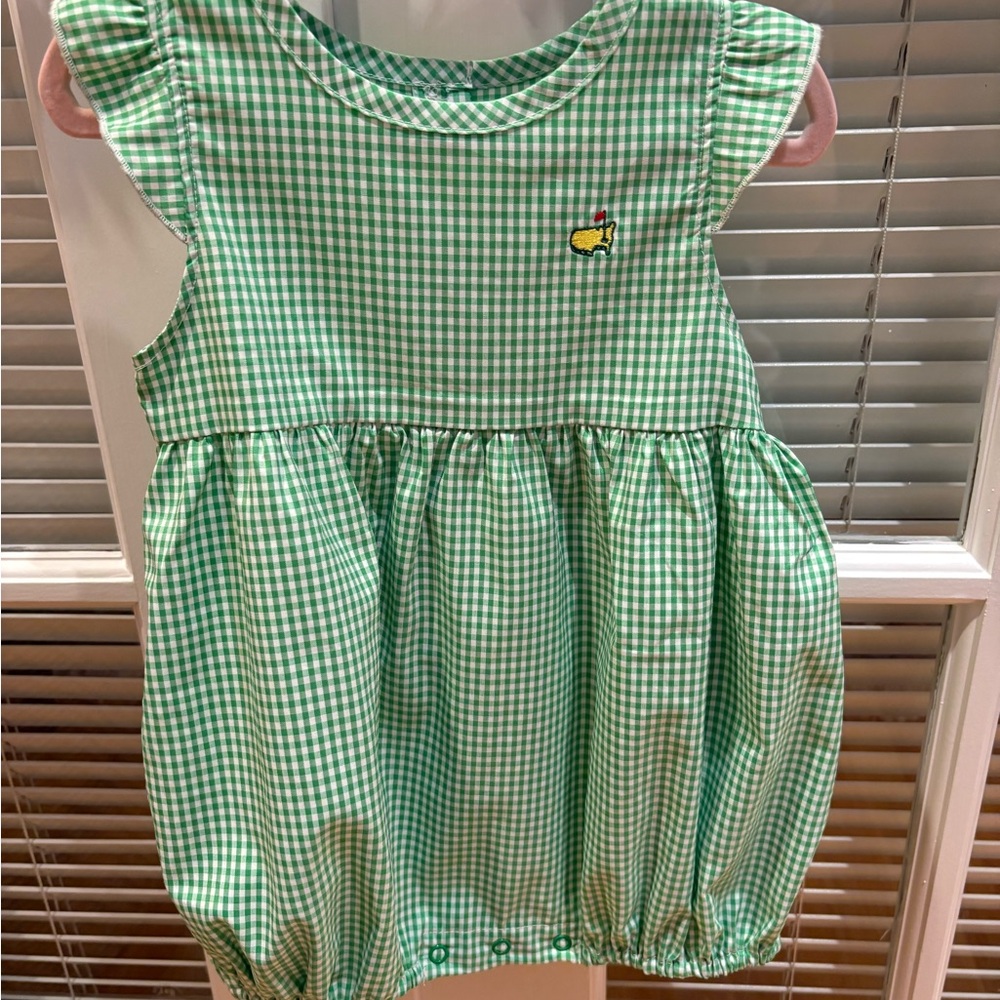 Masters Green Gingham Baby Bubble Romper